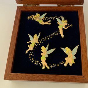 Disney 5 Pin 2002 Tinker Bell Wooden Boxed Set Le 3000